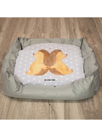 Mr. & Mrs. Panda Hundekissen Igel händchenhaltend ohne Spruch in Grau Pastell