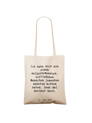 Mr. & Mrs. Panda canvas tasche Spruch Mobbing bewältigen mit Spruch in Creme