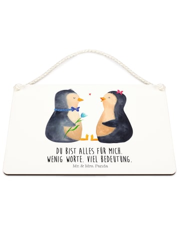 Mr. & Mrs. Panda Deko Schild Pinguin Pärchen mit Spruch in Weiß