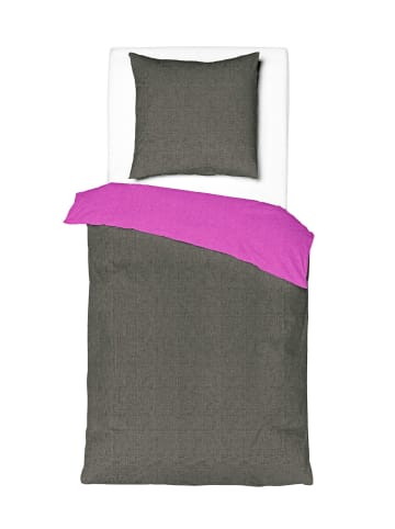 JACK 2 tlg. Renforcé Wende Bettwäsche 135x200cm Zweifarbig in Anthrazit/Pink