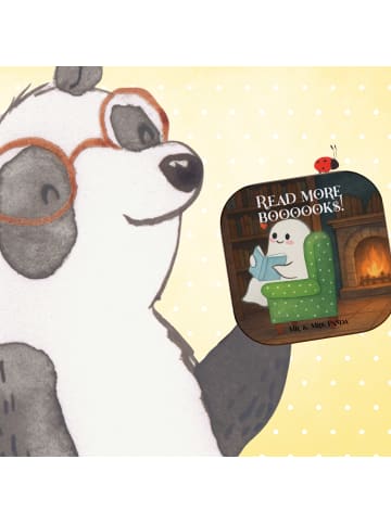 Mr. & Mrs. Panda Glasuntersetzer Gespenst Buch Design mit Spruch in Weiß