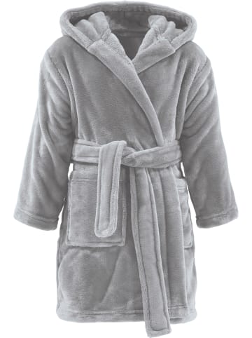 REDBEST Fleece Kinder-Bademantel mit Kapuze Perris in silber
