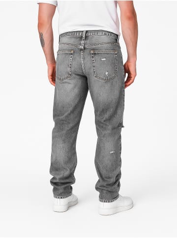 EGOMAXX Loose Fit Jeans im Used Look Destroyed Details in Hellgrau