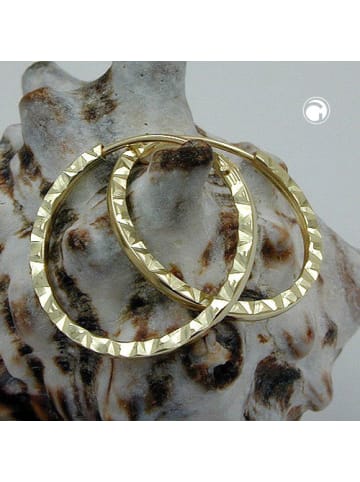 Gallay Creole Ohrring 17x1mm Steckverschluss Muster glänzend diamantiert 9Kt GOLD in gold