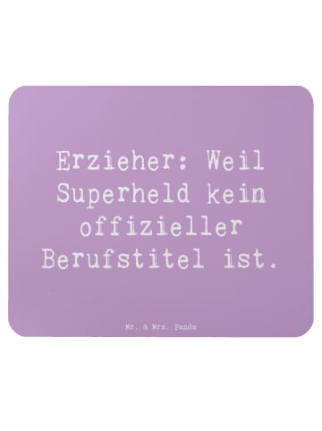 Mr. & Mrs. Panda Mousepad Spruch Erzieher Superheld mit Spruch in Lavendeltraum