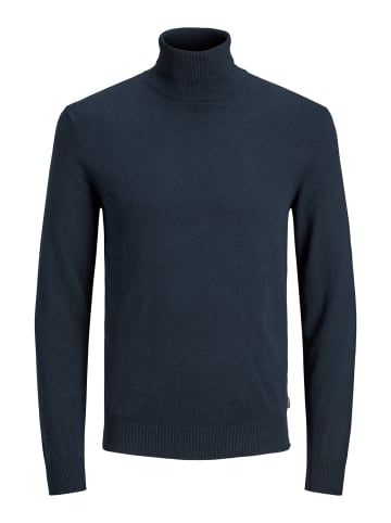 Jack & Jones Dünner Rollkragen Strickpullover Rundhals Basic Sweater JJEEMIL in Dunkelblau