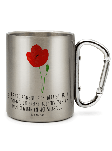 Mr. & Mrs. Panda Tasse Blume Mohnblume mit Spruch in Silber