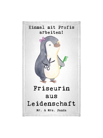 Mr. & Mrs. Panda Gästehandtuch Friseurin Leidenschaft mit Spruch in Weiß