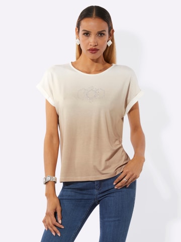 creation L Rundhalsshirt in ecru-sand-bedruckt
