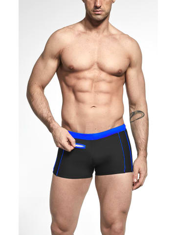 Aquarti Aquarti Herren Badehose Kurz mit Kontrastpaspel in schwarz/blau