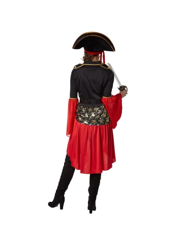 tectake Kleid im Vokuhila-Stil mit abgesetztem Totenkopfmuster, schwarz/rot