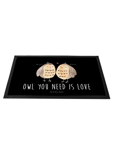 Mr. & Mrs. Panda Schmutzfänger Eulen Liebe mit Spruch in Schwarz