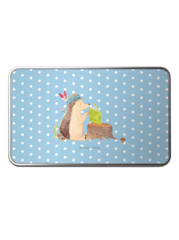 Mr. & Mrs. Panda Metalldose rechteckig Igel Federschmuck ohne Sp... in Blau Pastell