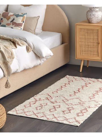 Beliani Kurzflor BUXAR in Beige/Rosa - (W) 80 x (H) 1.4 x (L) 150 cm