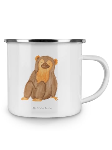 Mr. & Mrs. Panda Emaille Tasse Affe ohne Spruch in Weiß
