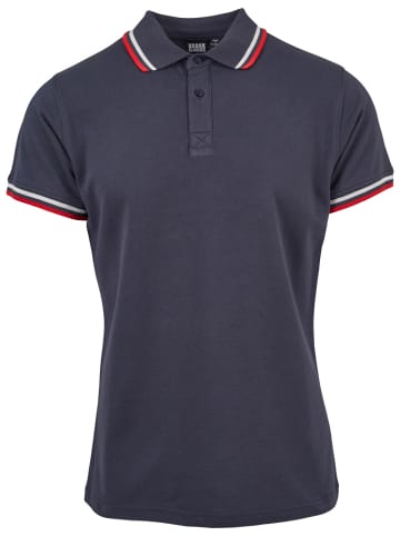 Urban Classics Poloshirt Double Stripe in Blau