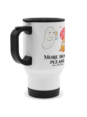 Mr. & Mrs. Panda Mehrwegbecher Gespenst  Prost  mit Spruch in Weiß