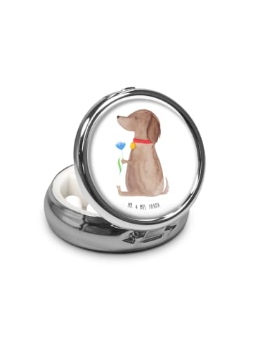 Mr. & Mrs. Panda Tablettenbox Hund Blume ohne Spruch in Weiß