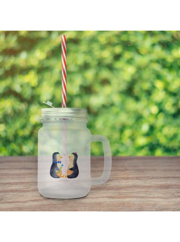 Mr. & Mrs. Panda Glas Pinguin Pärchen ohne Spruch in Transparent