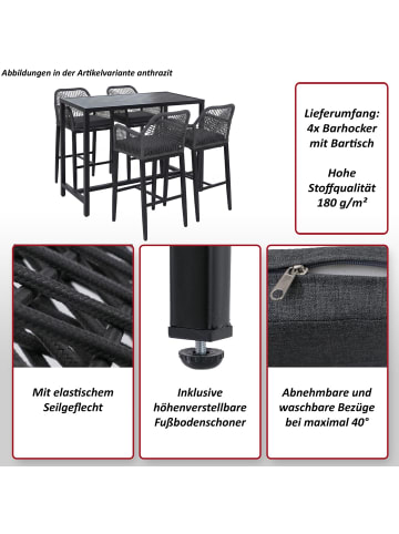 MCW Set Bartisch + 4x Barhocker P91, Hellgrau