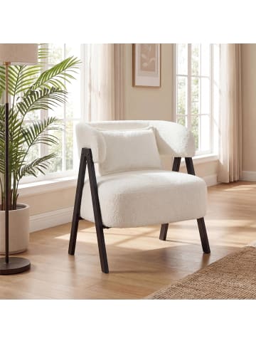 COSTWAY Sessel Kunstfell mit Lendenkissen in Weiß