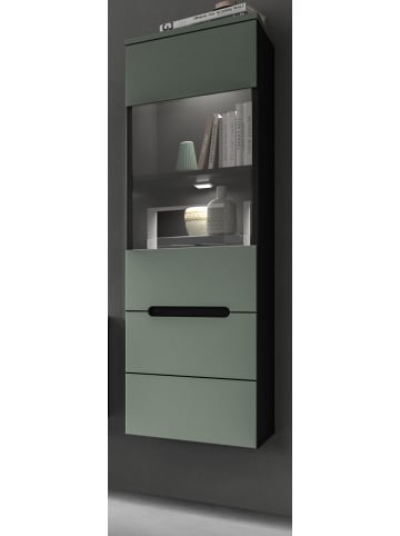 Inn.Furn Vitrine Salbei Grün, Basalt grau hängend / stehend 36 cm mit Soft-Close