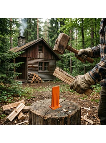relaxdays Holzspalter in Orange - (B)8 x (H)12 x (T)7 cm