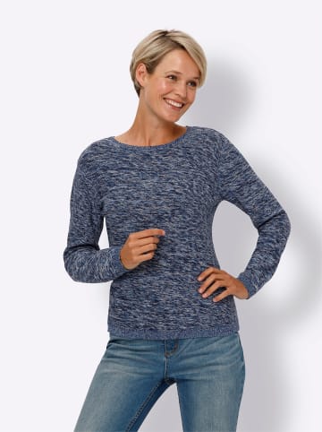 Sieh an! Rundhalspullover in marine-ecru-meliert