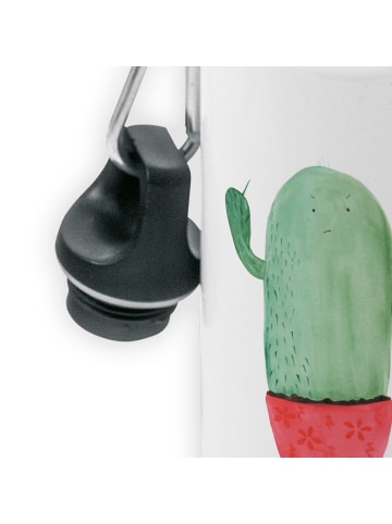 Mr. & Mrs. Panda Wasserflasche Kaktus Wut ohne Spruch in Weiß