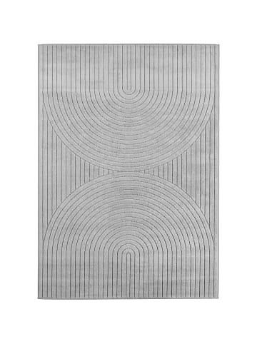 KADIMA DESIGN Teppich In-/Outdoor Kurzflor Skandi 3D-Design Polypropylen Balkon in Silber