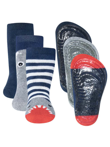 ewers 3er-Set Stoppersocken ABS Hai in blau