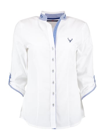 OS-Trachten Trachtenbluse 450012-3684 in weiß-blau