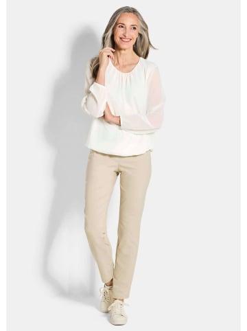 GOLDNER Jerseybluse mit Falten-Details in cremeweiß