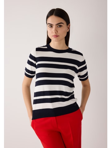 More & More Kurzarm-Pullover mit Streifen in marine/offwhite