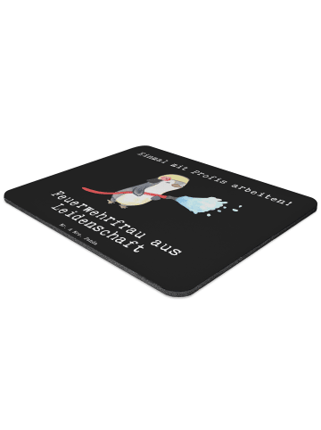 Mr. & Mrs. Panda Mousepad Feuerwehrfrau Leidenschaft mit Spruch in Schwarz