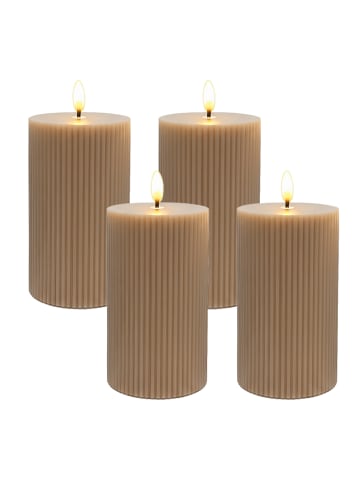 relaxdays 4 x LED Kerzen in Mocha Mousse - (H)13 x Ø 7,5 cm