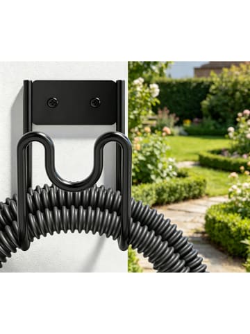 relaxdays 1 x Schlauchhalter in Schwarz - (B)10,5 x (H)17,5 x (T)13 cm