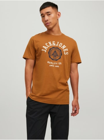 Jack & Jones 2-er Stück Pack Logo T-Shirts Rundhals Shirt JJELOGO in Schwarz-Orange