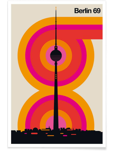 Juniqe Poster "Berlin 69" in Bunt & Cremeweiß