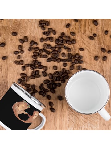 Mr. & Mrs. Panda Camping Emaille Tasse Hochzeit Liebe Lachen mit... in Schwarz