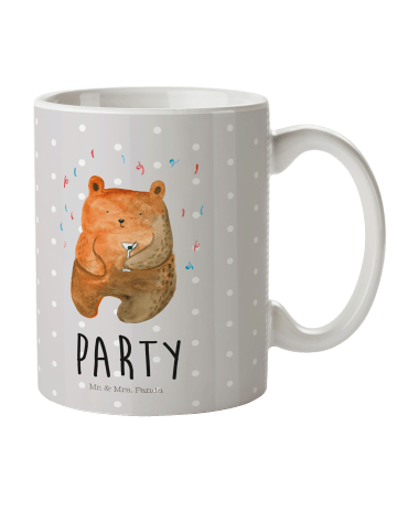 Mr. & Mrs. Panda Kindertasse Bär Party mit Spruch in Grau Pastell