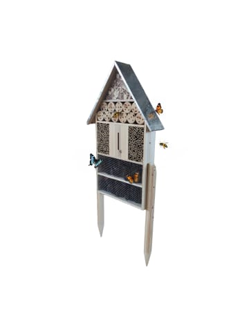 relaxdays Insektenhotel in Natur/ Silber - (B)50 x (H)119 x (T)12 cm