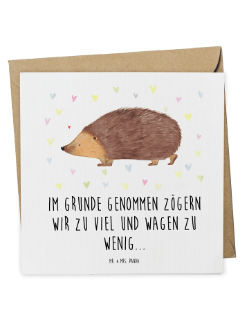 Mr. & Mrs. Panda Glückwunschkarte Igel Herzen mit Spruch in Weiß