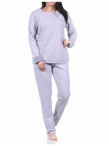 NORMANN Wende Pyjama langarm Schlafanzug - 70865 in grau