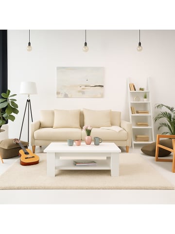 relaxdays Couchtisch in Weiß - (B)100 x (H)43,5 x (T)50 cm