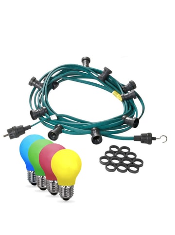 SATISFIRE Garten Party Lichterkette Illu 10 bunte LED Tropfenlampen 5m grün
