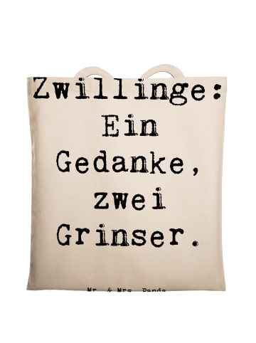 Mr. & Mrs. Panda Tragetasche Zwillingsgeschwister Grinser mit Sp... in Creme
