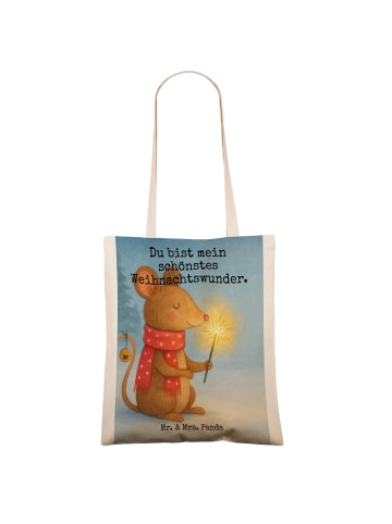 Mr. & Mrs. Panda Tote Bag Maus Weihnachten Design mit Spruch in Weiß