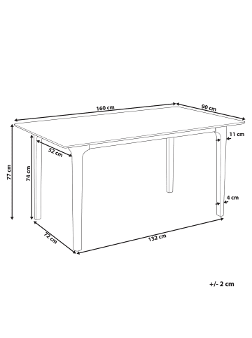Beliani Esszimmertisch DELMAS in Braun - (W) 90 x (H) 77 x (L) 160 cm