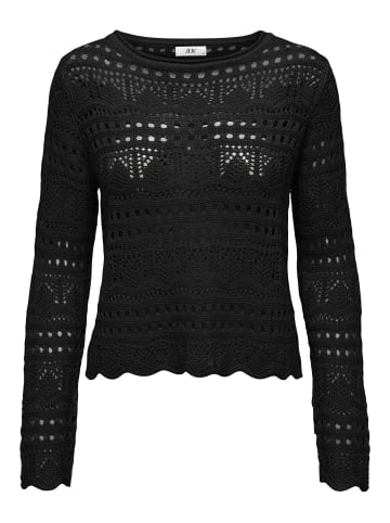 JACQUELINE de YONG Legerer Feinstrick Pullover Weiches Vintage Strick Muster Oberteil in Schwarz